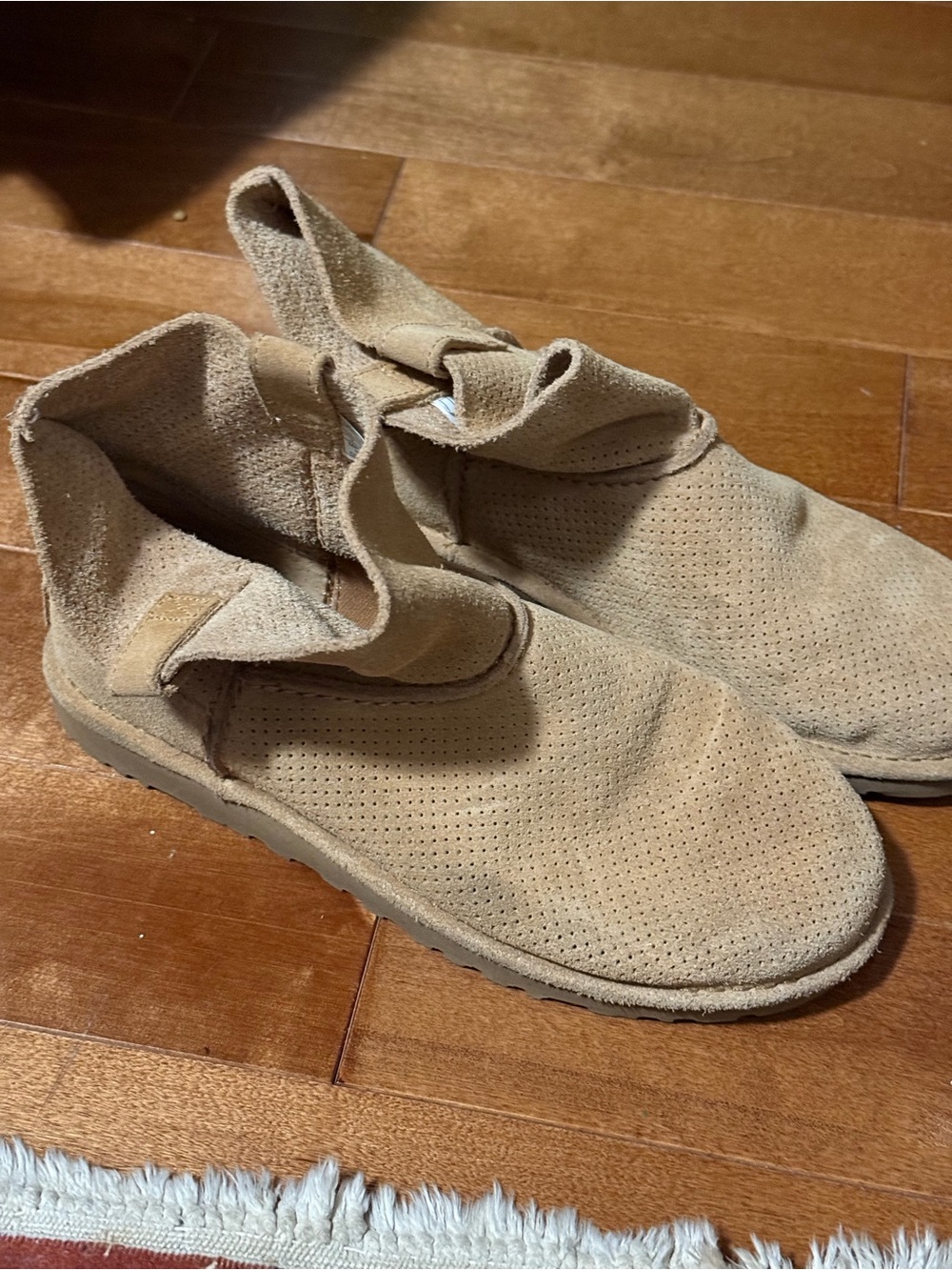 UGG Beige Suede Perforated Slip-On Shoes